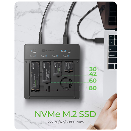 Raidsonic 4-Bays USB4 Duplicator (1:3 clone) for NVMe M.2 SSD | IB-4013MCL-C4