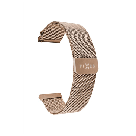 Fixed | Mesh Strap with Quick Release, 18mm, Stainless Steel Mesh Strap for Smartwatch | Gold