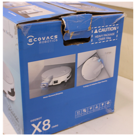 SALE OUT. Ecovacs DEEBOT X8 OMNI Vacuum cleaner, Robot, Wet&Dry, 18000Pa, TruEdge 2.0, AIVI 3D 3.0, YIKO-GPT, White+Auto-empty s