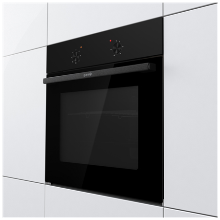 Gorenje Oven | BO6615E01B | 60 L | Electric | EnamelClean | Push pull buttons | Height 59.5 cm | Width 59.5 cm | Black