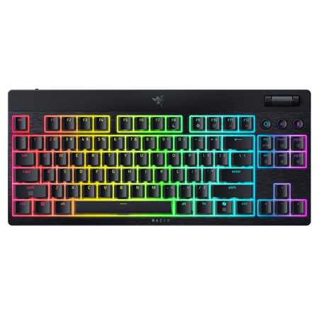 Razer | BlackWidow V4 Low-Profile Tenkeyless HyperSpeed | Keyboard | Wireless | US | Bluetooth | Black | Yellow Switches