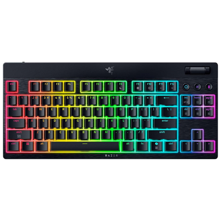 Razer | BlackWidow V4 Low-Profile Tenkeyless HyperSpeed | Keyboard | Wireless | US | Bluetooth | Black | Green Switches
