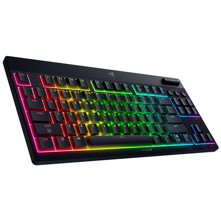 Razer | BlackWidow V4 Low-Profile Tenkeyless HyperSpeed | Keyboard | Wireless | US | Bluetooth | Black | Green Switches