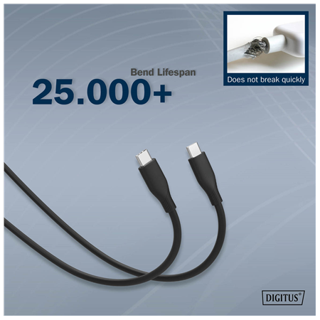 Digitus Silicone connection cable, 0.5 m | AK-300341-005-S | USB-C to USB-C