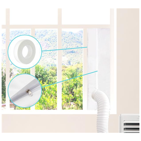 Insulated sliding window covering 163 x 35 cm for portable air conditioners