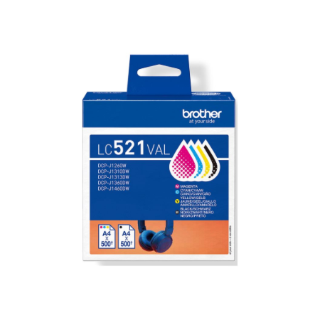 Brother LC521VAL | Ink Cartridge | Black, Cyan, Magenta,Yellow