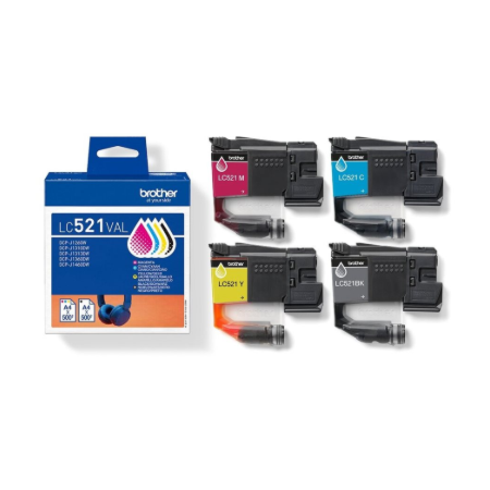 Brother LC521VAL | Ink Cartridge | Black, Cyan, Magenta,Yellow