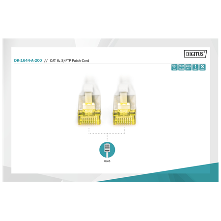 Digitus CAT 6A S/FTP | Patch cord | Length 20 m | Grey