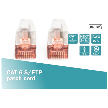 Digitus CAT 6 S/FTP | Patch cord | Length 20 m | Grey