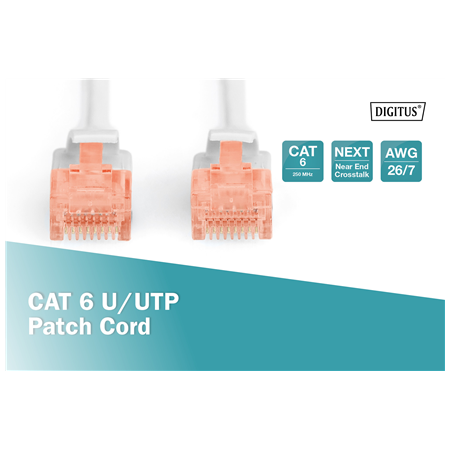 Digitus CAT 6 U/UTP | Patch cord | Length 3 m | Grey