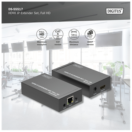 Digitus | HDMI IP Extender Set, Full HD, 120 m | DS-55517