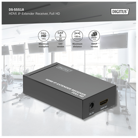 Digitus | HDMI IP Extender Receiver, Full HD | DS-55518