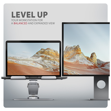 AXAGON Desk Mount | STND-LR stand with 360° rotation for laptops and tablets | Adjustable Height, Angle | 10-17.3 " | Aluminum