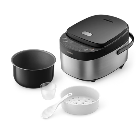 Philips Mini rice cooker | HD3093/80 3000 series | 600 W | 0.85 L | Number of programs 8 | Black/Stainless Steel