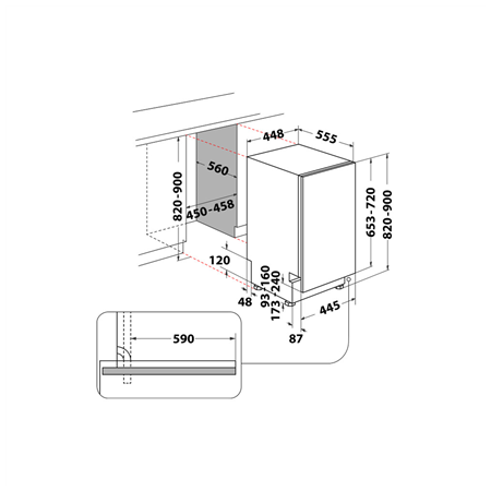 Whirlpool Dishwasher | WH6IC11BS7LA0 | Built-in | Width 44.8 cm | Number of place settings 11 | Number of programs 9 | Energy ef