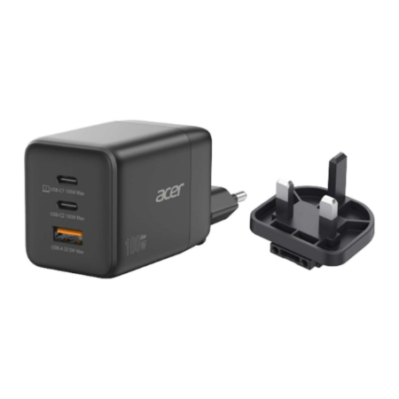 Acer | 100W GaN charger, 2x USB-C + 1x USB-A ports