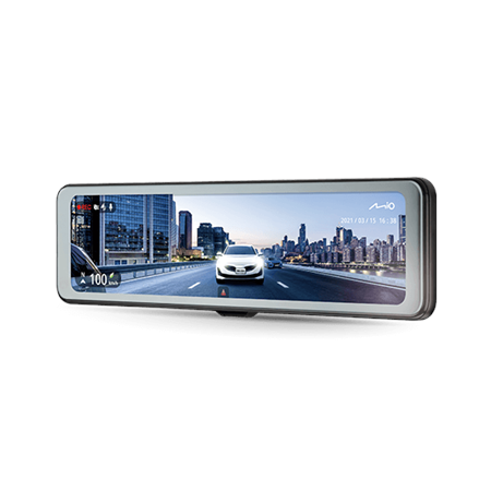 Mio MiVue R860WD, Dash Cam | GPS | Wi-Fi | Front and rear cams synchronized for recording with an unobstructed view; 11.26" IPS
