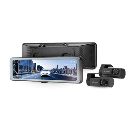 Mio MiVue R860WD, Dash Cam | GPS | Wi-Fi | Front and rear cams synchronized for recording with an unobstructed view; 11.26" IPS