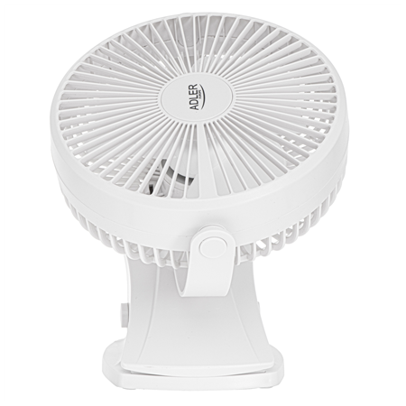 Adler Rechargeable Clip-on Desk Fan | AD 7342 | Table Fan | White | Diameter 15.5 cm | Number of speeds 3 | Oscillation | 5 W