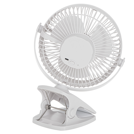 Adler Rechargeable Clip-on Desk Fan | AD 7342 | Table Fan | White | Diameter 15.5 cm | Number of speeds 3 | Oscillation | 5 W