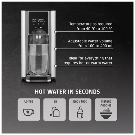 Caso Turbo hot water dispenser | HW 620 | Water Dispenser | 2600 W | 2.5 L | Plastic/Stainless Steel | Black/Stainless Steel