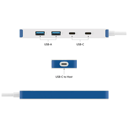Hyper HyperDrive Flex 4 Port USB-C Combo Hub, White/Blue | HD5200BUGL