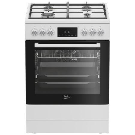 BEKO Cooker | FBM62330GWDTN | Hob type Gas | Oven type Electric | White | Width 60 cm | Grilling | LED | Depth 60 cm | 72 L