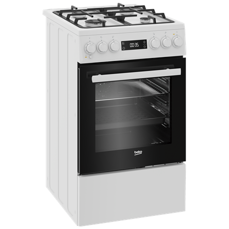 BEKO Cooker | FSM51339DWDS | Hob type Gas | Oven type Electric | White | Width 50 cm | Grilling | LED | Depth 60 cm | 60 L