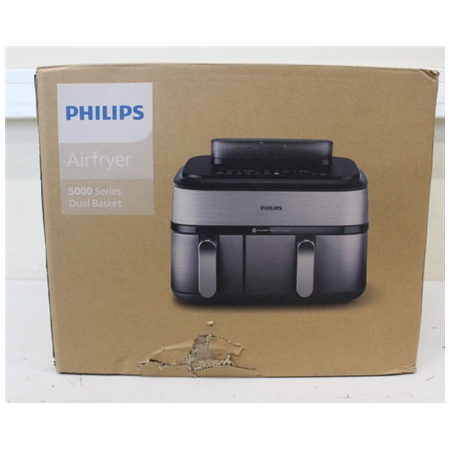 SALE OUT. Philips Dual Basket Airfryer | NA555/00 5000 series | Power 2750 W | Capacity 9 L | RapidAir Plus | Silver | DAMAGED P