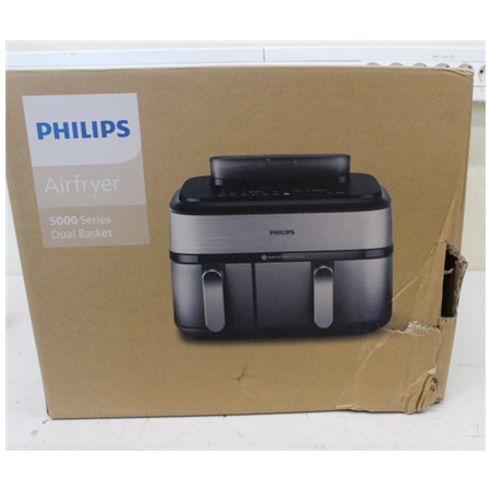SALE OUT. Philips Dual Basket Airfryer | NA555/00 5000 series | Power 2750 W | Capacity 9 L | RapidAir Plus | Silver | DAMAGED P
