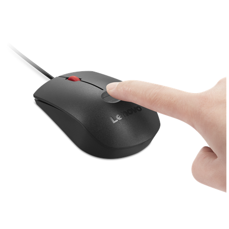 Lenovo Fingerprint Biometric USB Mouse Gen3 | Wired | USB-A | Black/Red