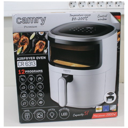 SALE OUT. Camry Airfryer Oven | CR 6313 | Power 2000 W | Capacity 5 L | Convection | White | UNPACKED, DAMAGED PACKAGING FOAMS,