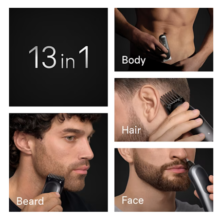 Braun 13in1 Grooming Kit | All-in-One Series 7 AIO7560 | Cordless | Number of length steps 14 | Black/Grey