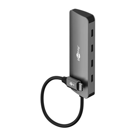 Goobay Slim 4-Port USB-Hub, USB-C auf USB-C, 10 Gbit/s, Grey | 76565