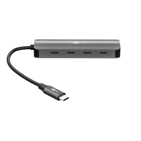Goobay Slim 4-Port USB-Hub, USB-C auf USB-C, 10 Gbit/s, Grey | 76565