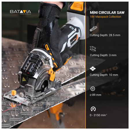 Batavia B.V. | 18V Cordless Mini Circular Saw 89mm, Without Battery and Charger