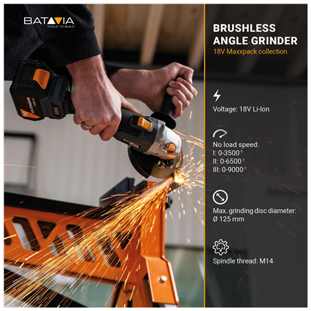 Batavia B.V. 18V Cordless Brushless Angle Grinder | 125 mm