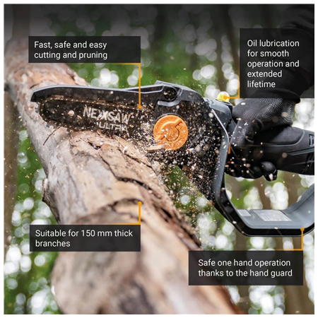 Batavia B.V. | 18V Nexxsaw Cordless Brushless One-Hand Chainsaw V3 Ultra, Without Battery and Charger | 17.78 cm | Chainsaw