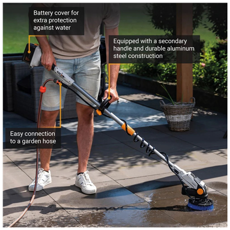 Batavia B.V. | 18V Twin Brush - Cordless Brushless Telescopic Power Scrubber, Without Battery and Charger | IPX7