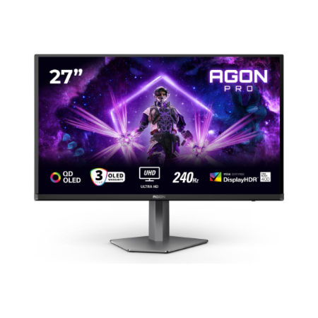 AOC | AG276UZD | 27 " | QD-OLED | UHD | 16:9 | 240 Hz | 0.03 ms | 3840 x 2160 pixels | HDMI ports quantity 2 | Black