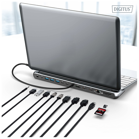 Digitus USB-C 8K docking station, 12-port | DA-70919 | Ethernet LAN (RJ-45) ports 1 | HDMI ports quantity 2