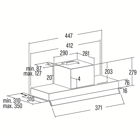 CATA Hood | ARMONIA 45 X | Canopy | Energy efficiency class C | Width 44.8 cm | 645 m³/h | Mechanical | LED | Inox