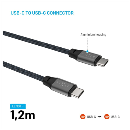 Fixed | Magnetic Braided Cable USB-C/USB-C, USB 2.0, Gray | FIXDBM-CC12-GR