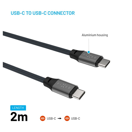 Fixed | Magnetic Braided Cable USB-C/USB-C, USB 2.0, Gray | FIXDBM-CC2-GR