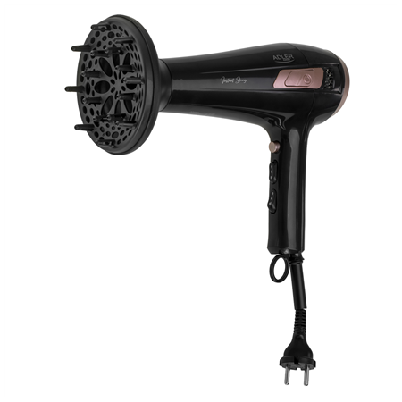 Adler Hair dryer with retractable power cord | AD 2283 | 2400 W | Number of temperature settings 3 | Diffuser nozzle | Black/Gol