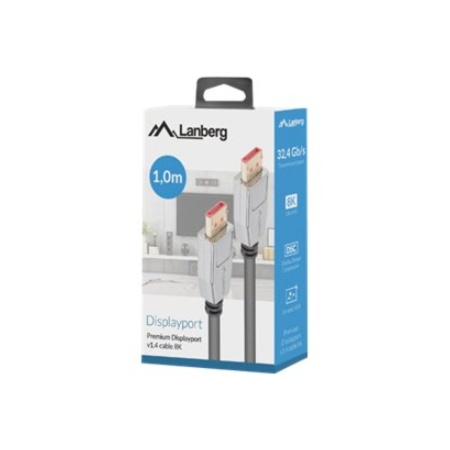 Lanberg DisplayPort M/M Cable 20 PIN V1.4 8K 60HZ | CA-DPDP-20CU-0010-BK | 1 m