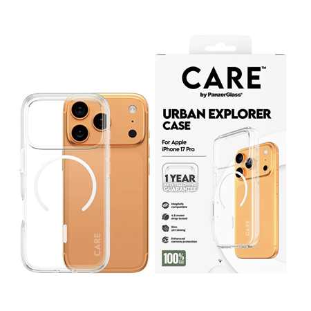 PanzerGlass Flagship Case | Back cover | Apple | iPhone 17 Pro | Recycled plastic | Transparent | Urban Explorer w. White MagSaf