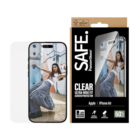 PanzerGlass Screen protector | Apple | iPhone Air | Glass | Transparent | Ultra-Wide Fit w. EasyAligner