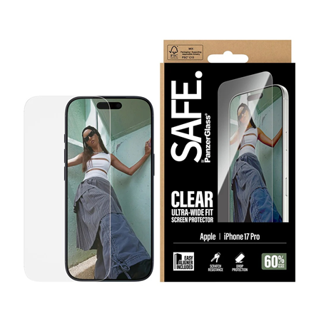 PanzerGlass Screen protector | Apple | iPhone 17 Pro | Transparent | Ultra-Wide Fit w. EasyAligner