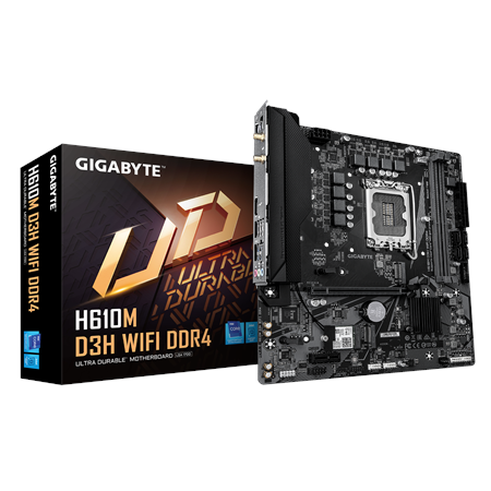 Gigabyte H610M D3H WIFI DDR4 | Processor family Intel | Processor socket LGA1700 | Supported hard disk drive interfaces SATA, M.